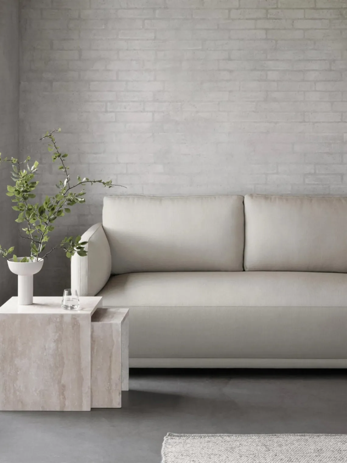blomus Set de mesas auxiliares de travertino Varu, 2 uds.