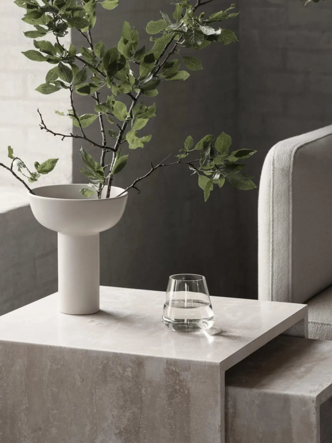 blomus Set de mesas auxiliares de travertino Varu, 2 uds.