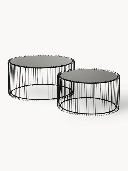 Kare Design Set de mesas de centro Wire, 2 uds., tablero de vidrio^ Mesas De Centro|Mesas De Centro