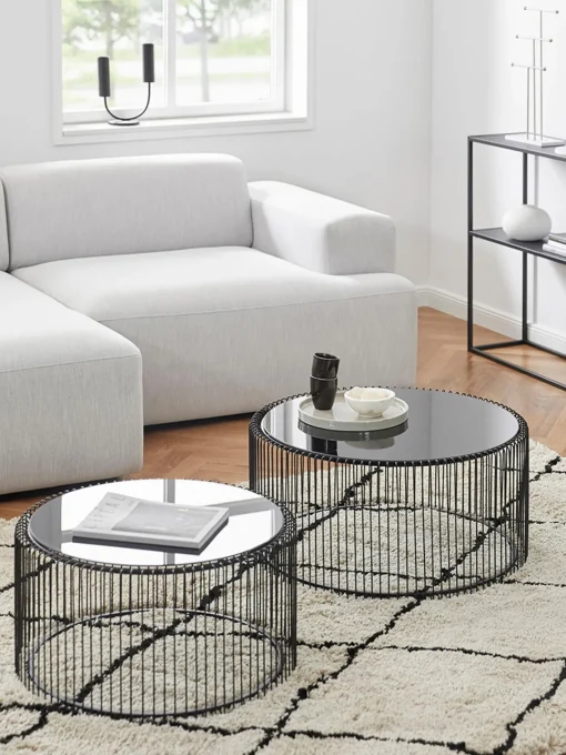 Kare Design Set de mesas de centro Wire, 2 uds., tablero de vidrio^ Mesas De Centro|Mesas De Centro
