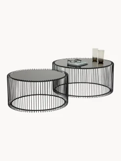 Kare Design Set de mesas de centro Wire, 2 uds., tablero de vidrio^ Mesas De Centro|Mesas De Centro