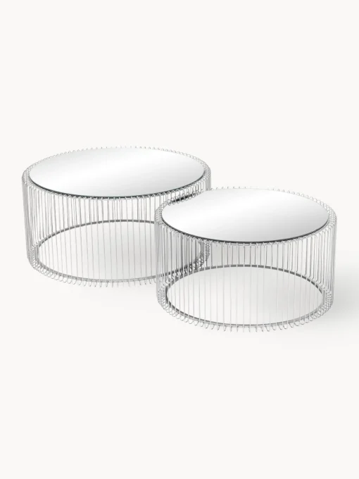 Kare Design Set de mesas de centro Wire, 2 uds., tablero de vidrio^ Mesas De Centro|Mesas De Centro