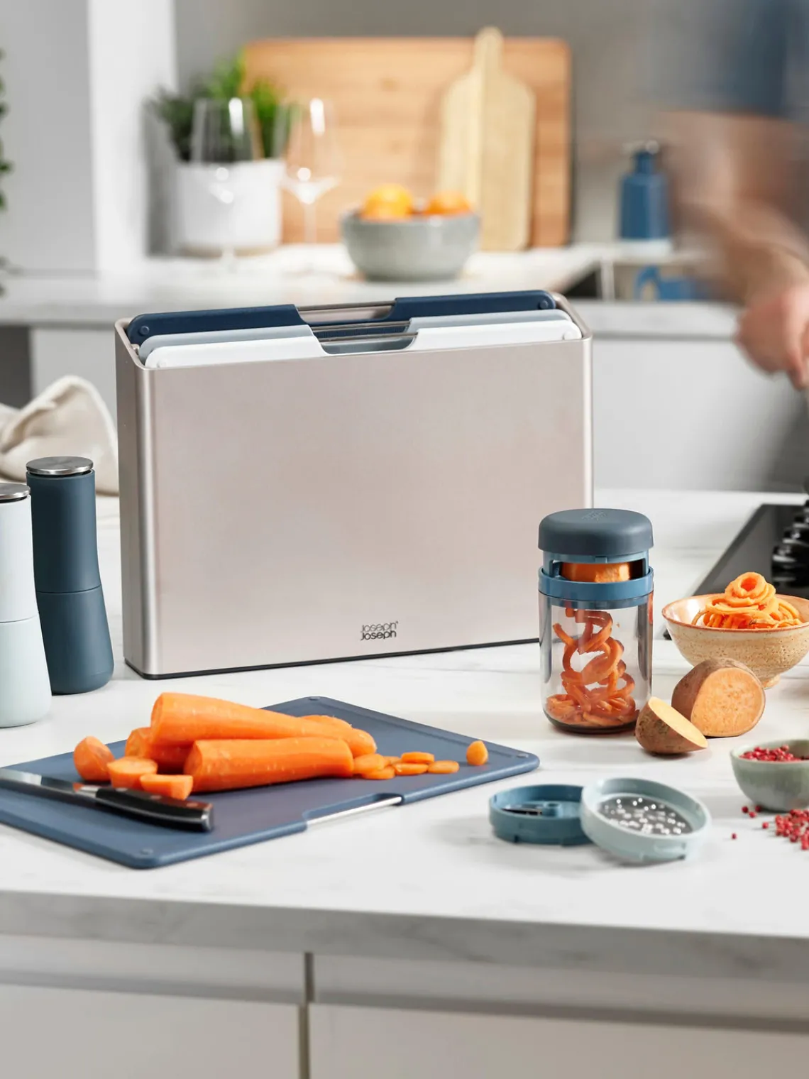 Joseph Joseph Set de tablas de cortar con soporte Folio, 5 pzas.^ Tablas De Cortar|Utensilios De Cocina