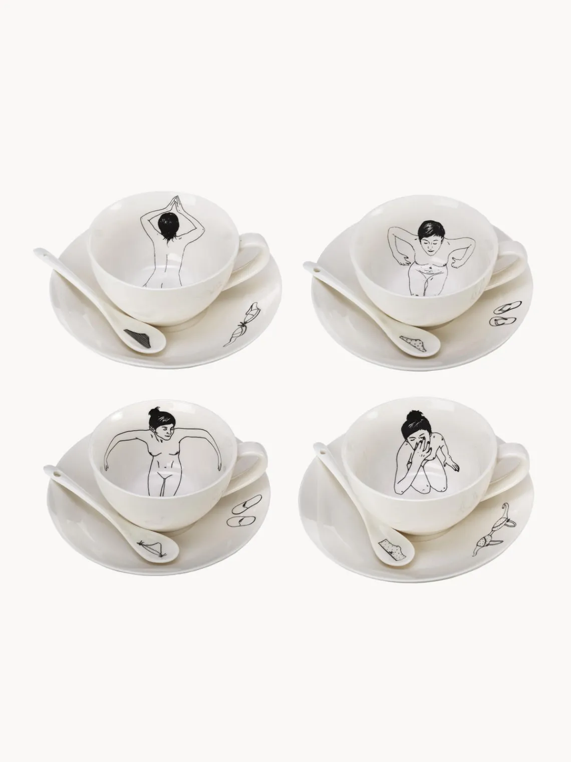 POLSPOTTEN Set de tazas de café artesanales Undressed, 4 uds.