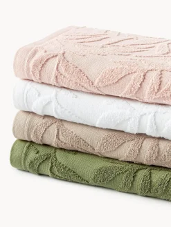 Westwing Collection Set de toallas de algodón con relieves Leaf, tamaños diferentes