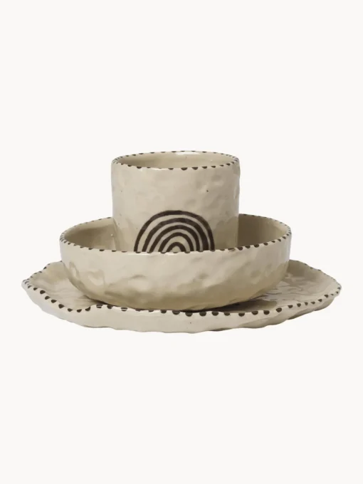 Ferm Living Kids Set de vajilla infantil pintado a mano Naive, 3 pzas.^Niños Vajillas Infantiles|Decoración Infantil