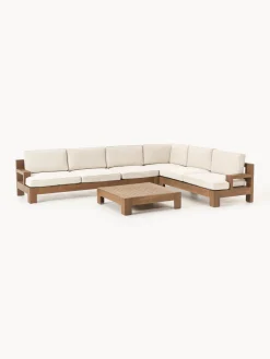 Westwing Collection Set lounge modular para exterior de madera de acacia Joshua, 4 pzas.^ Conjuntos Jardín