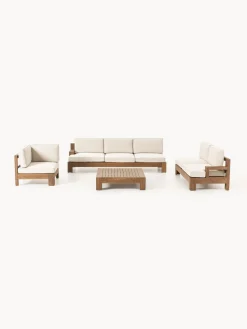 Westwing Collection Set lounge modular para exterior de madera de acacia Joshua, 4 pzas.^ Conjuntos Jardín