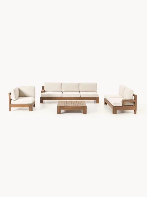 Westwing Collection Set lounge modular para exterior de madera de acacia Joshua, 4 pzas.^ Conjuntos Jardín