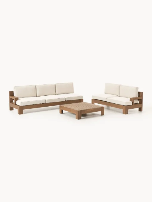 Westwing Collection Set lounge modular para exterior de madera de acacia Joshua, 4 pzas.^ Conjuntos Jardín