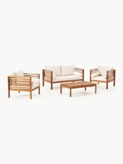 Westwing Collection Set lounge para exterior de madera de acacia Bo, 4 pzas.