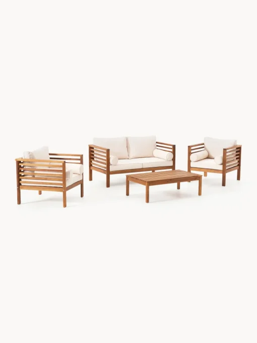 Westwing Collection Set lounge para exterior de madera de acacia Bo, 4 pzas.