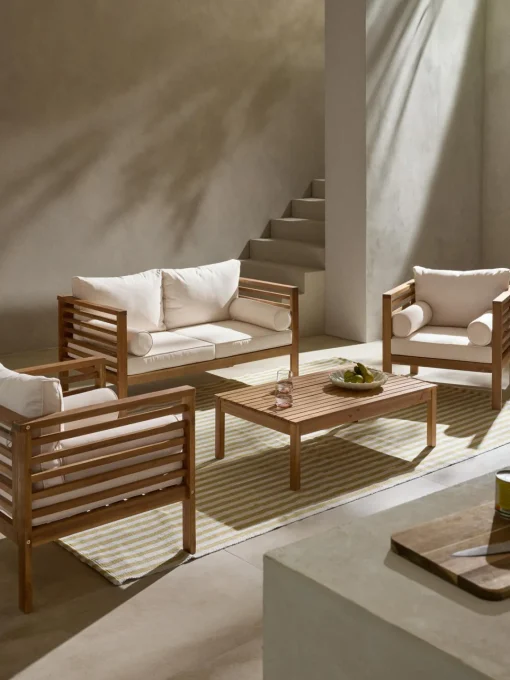 Westwing Collection Set lounge para exterior de madera de acacia Bo, 4 pzas.