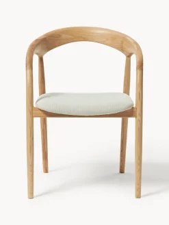 Westwing Collection Silla con reposabrazos de madera de fresno y asiento tapizado Camille^ Sillas De Madera|Sillas Con Reposabrazos
