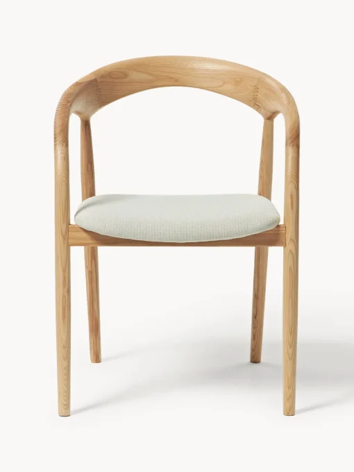 Westwing Collection Silla con reposabrazos de madera de fresno y asiento tapizado Camille^ Sillas De Madera|Sillas Con Reposabrazos