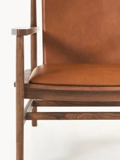 Westwing Collection Silla con reposabrazos de madera de fresno y asiento de cuero Hayo