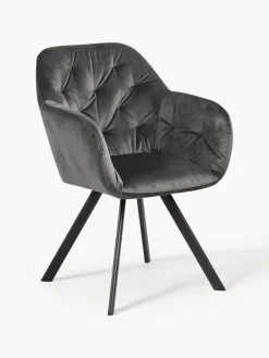 Silla con repozabrazos de terciopelo Lola