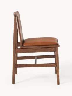 Westwing Collection Silla de comedor de madera de fresno con asiento de cuero Hayo^ Sillas