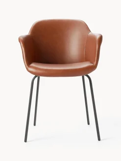 Westwing Collection Silla de cuero sintético con reposabrazos Fiji