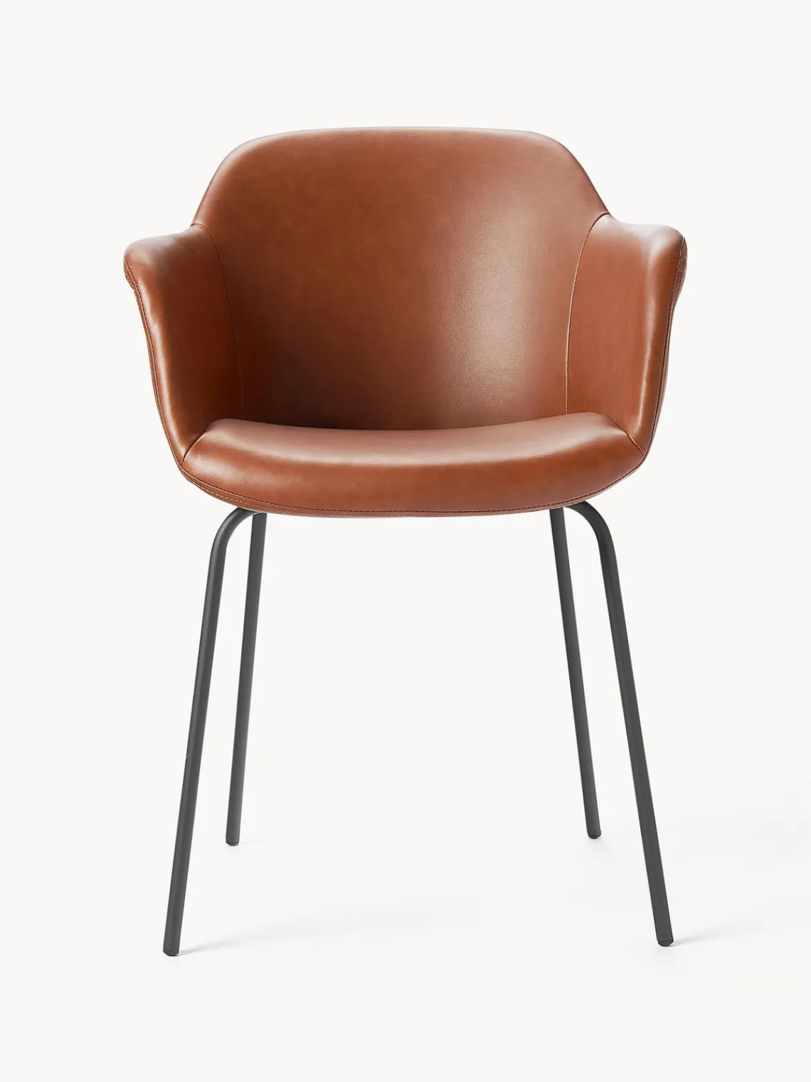 Westwing Collection Silla de cuero sintético con reposabrazos Fiji