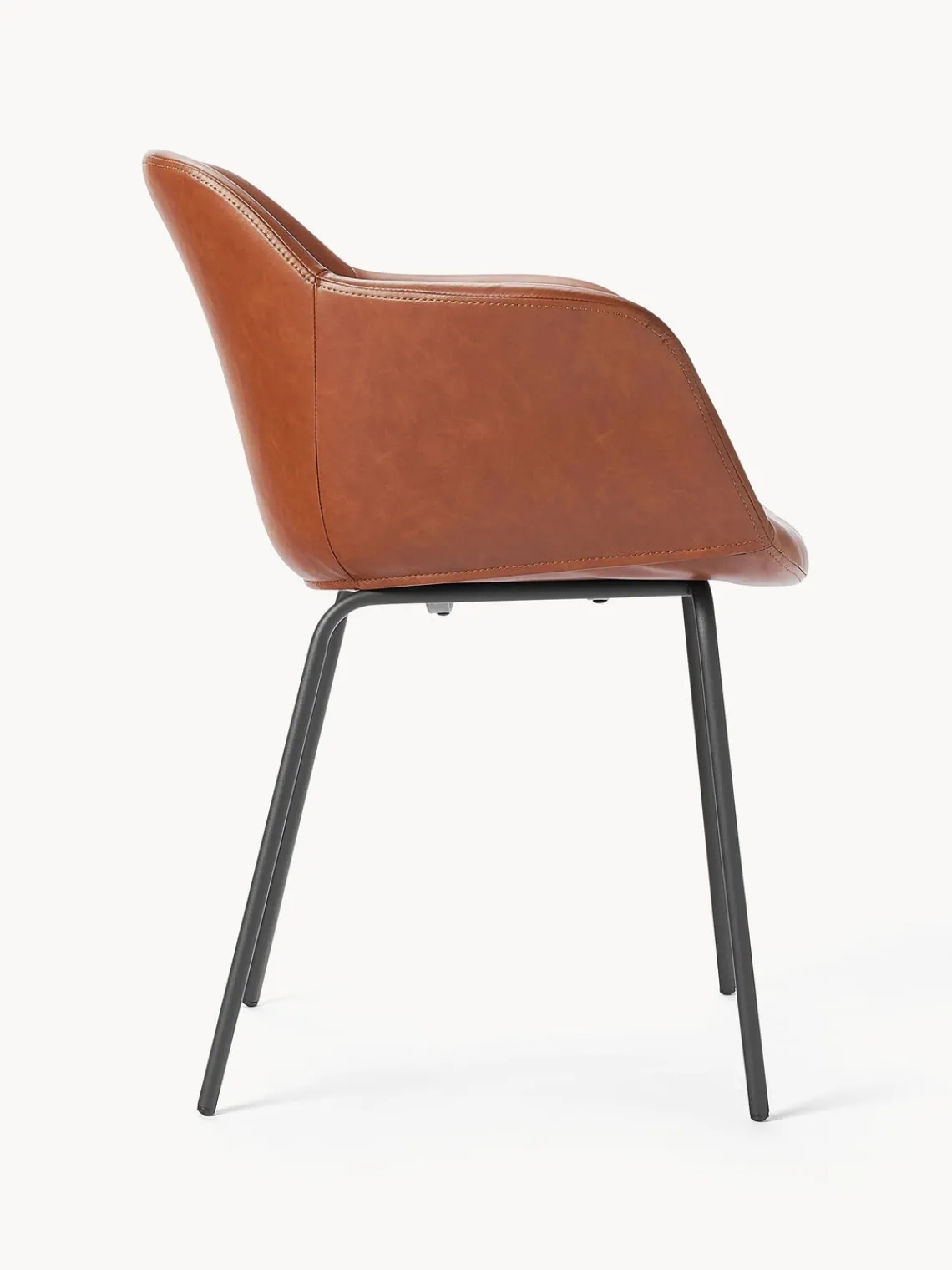 Westwing Collection Silla de cuero sintético con reposabrazos Fiji