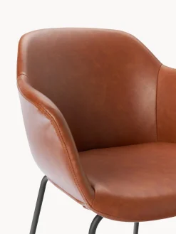 Westwing Collection Silla de cuero sintético con reposabrazos Fiji
