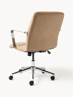 Westwing Collection Silla de escritorio de cuero sintético con reposabrazos Reto, altura regulable