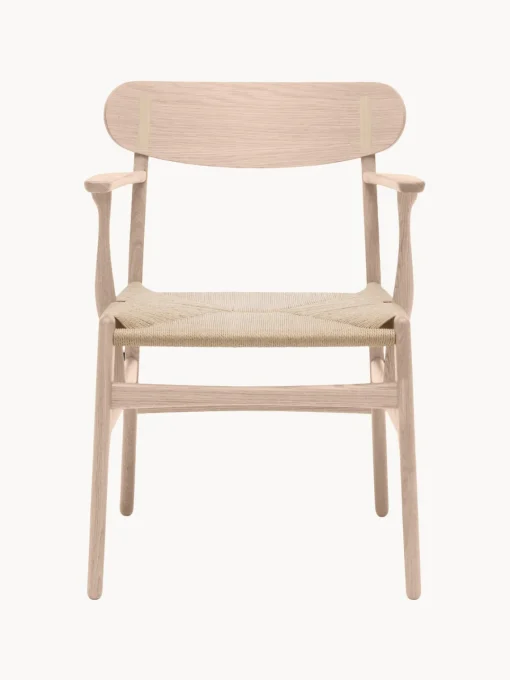 Carl Hansen & Søn Silla de madera con asiento tejido a mano y reposabrazos CH36^ Sillas De Madera|Sillas Con Reposabrazos
