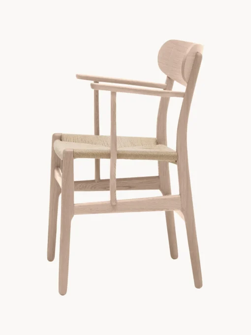 Carl Hansen & Søn Silla de madera con asiento tejido a mano y reposabrazos CH36^ Sillas De Madera|Sillas Con Reposabrazos