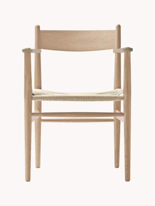 Carl Hansen & Søn Silla de madera con asiento tejido a mano CH37^ Sillas De Madera|Sillas Con Reposabrazos