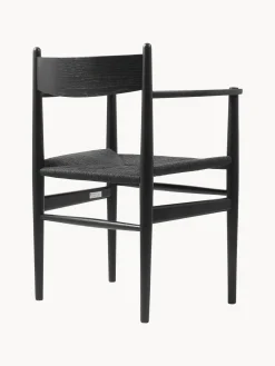 Carl Hansen & Søn Silla de madera con asiento tejido a mano CH37^ Sillas De Madera|Sillas Con Reposabrazos