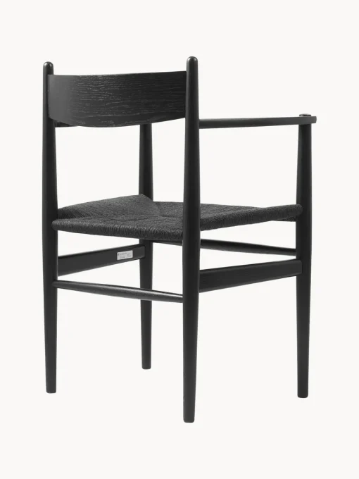 Carl Hansen & Søn Silla de madera con asiento tejido a mano CH37^ Sillas De Madera|Sillas Con Reposabrazos