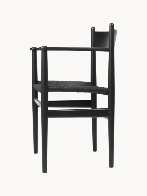 Carl Hansen & Søn Silla de madera con asiento tejido a mano CH37^ Sillas De Madera|Sillas Con Reposabrazos