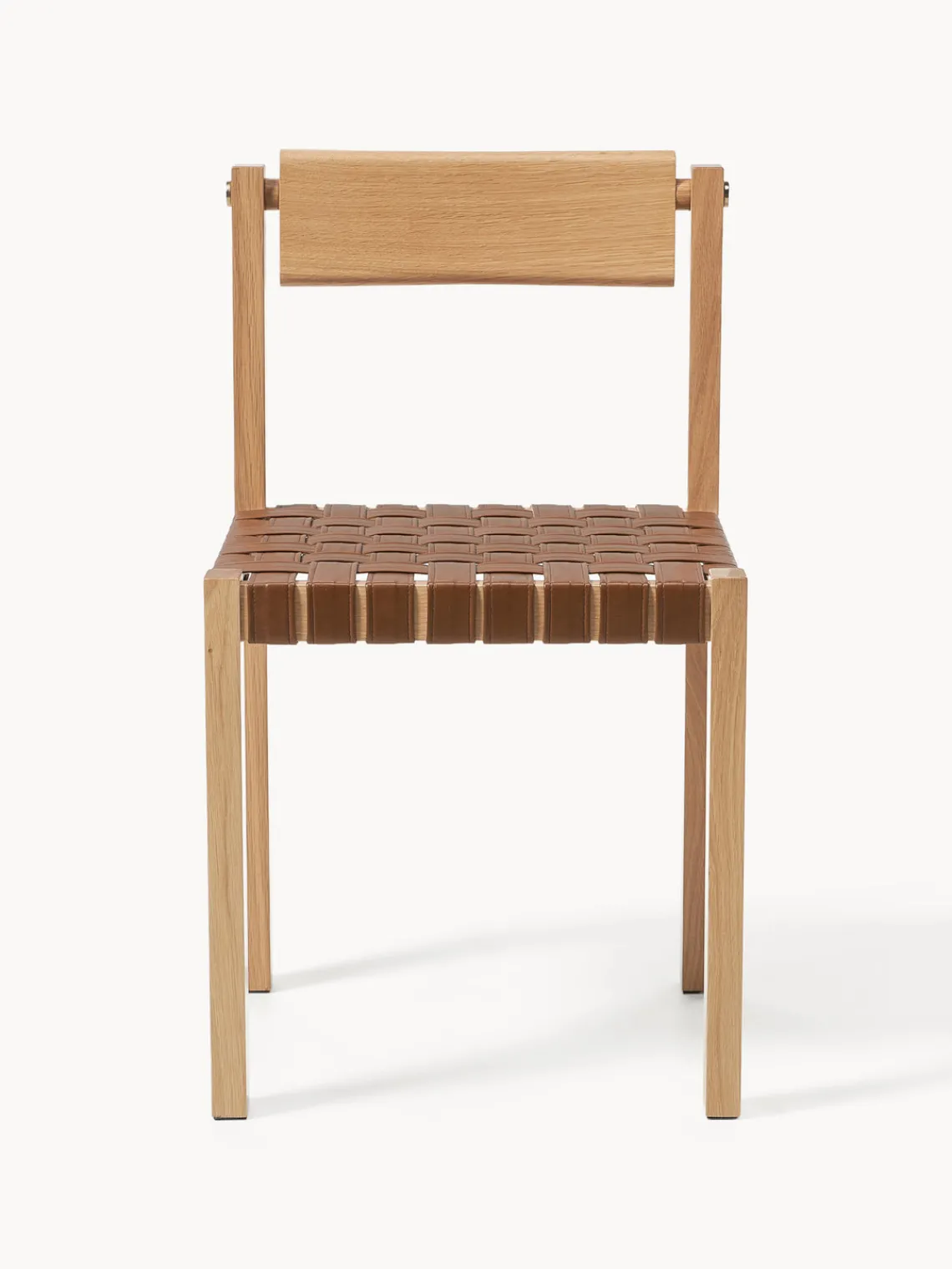 Westwing Collection Silla de madera con asiento de cuero Liza^ Sillas