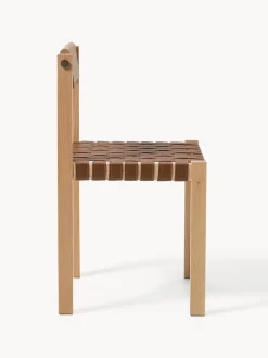 Westwing Collection Silla de madera con asiento de cuero Liza^ Sillas