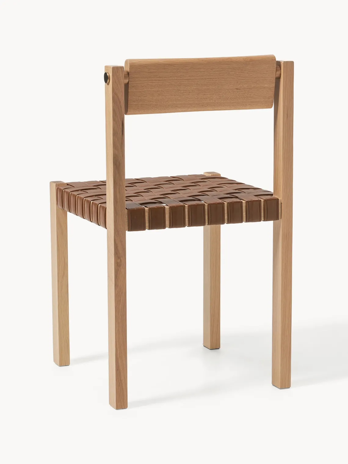 Westwing Collection Silla de madera con asiento de cuero Liza^ Sillas