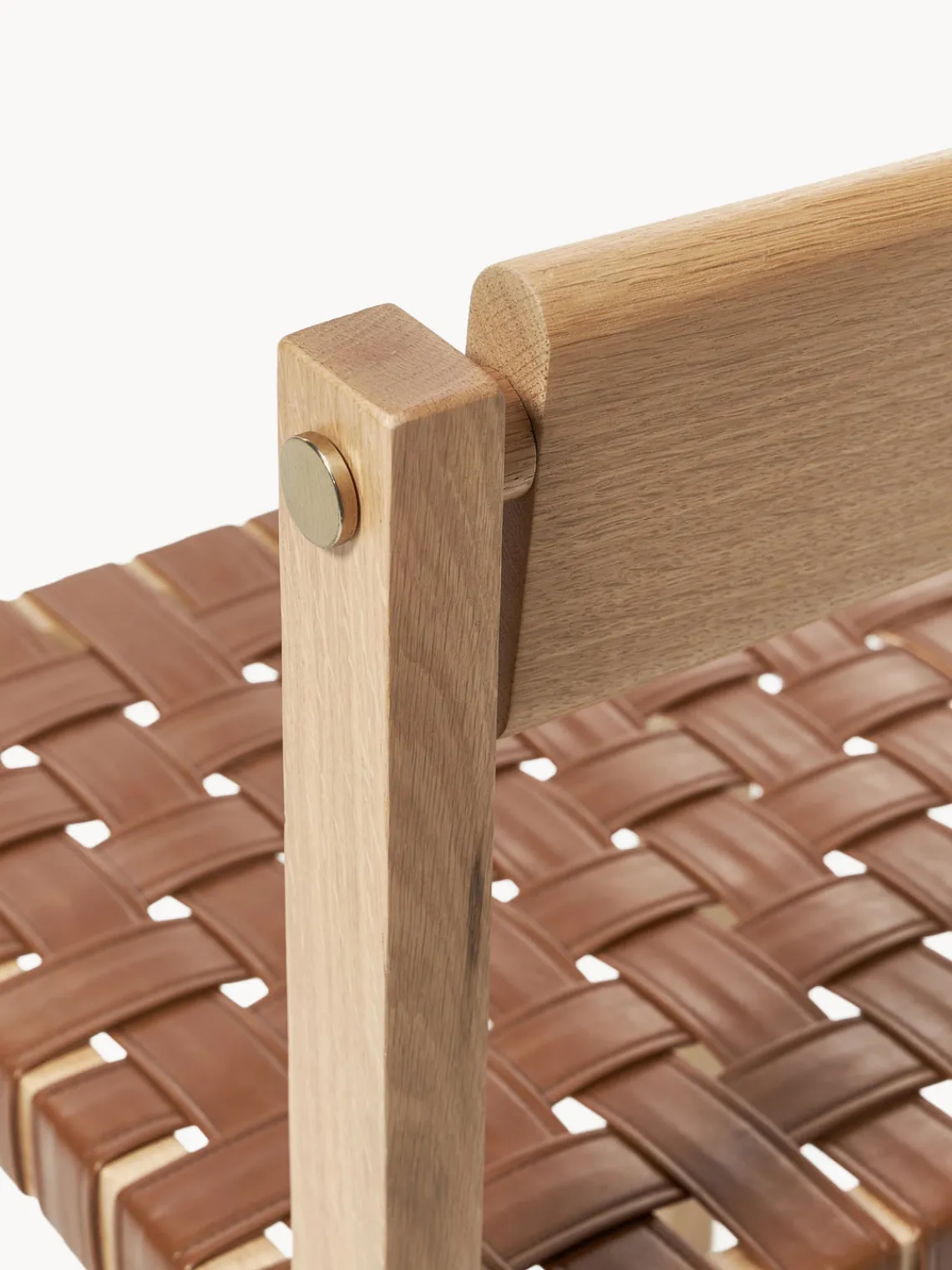 Westwing Collection Silla de madera con asiento de cuero Liza^ Sillas