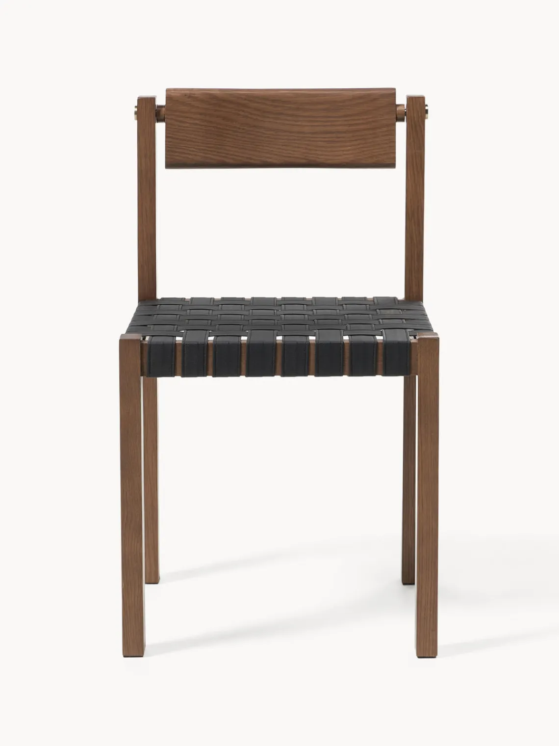 Westwing Collection Silla de madera con asiento de cuero Liza