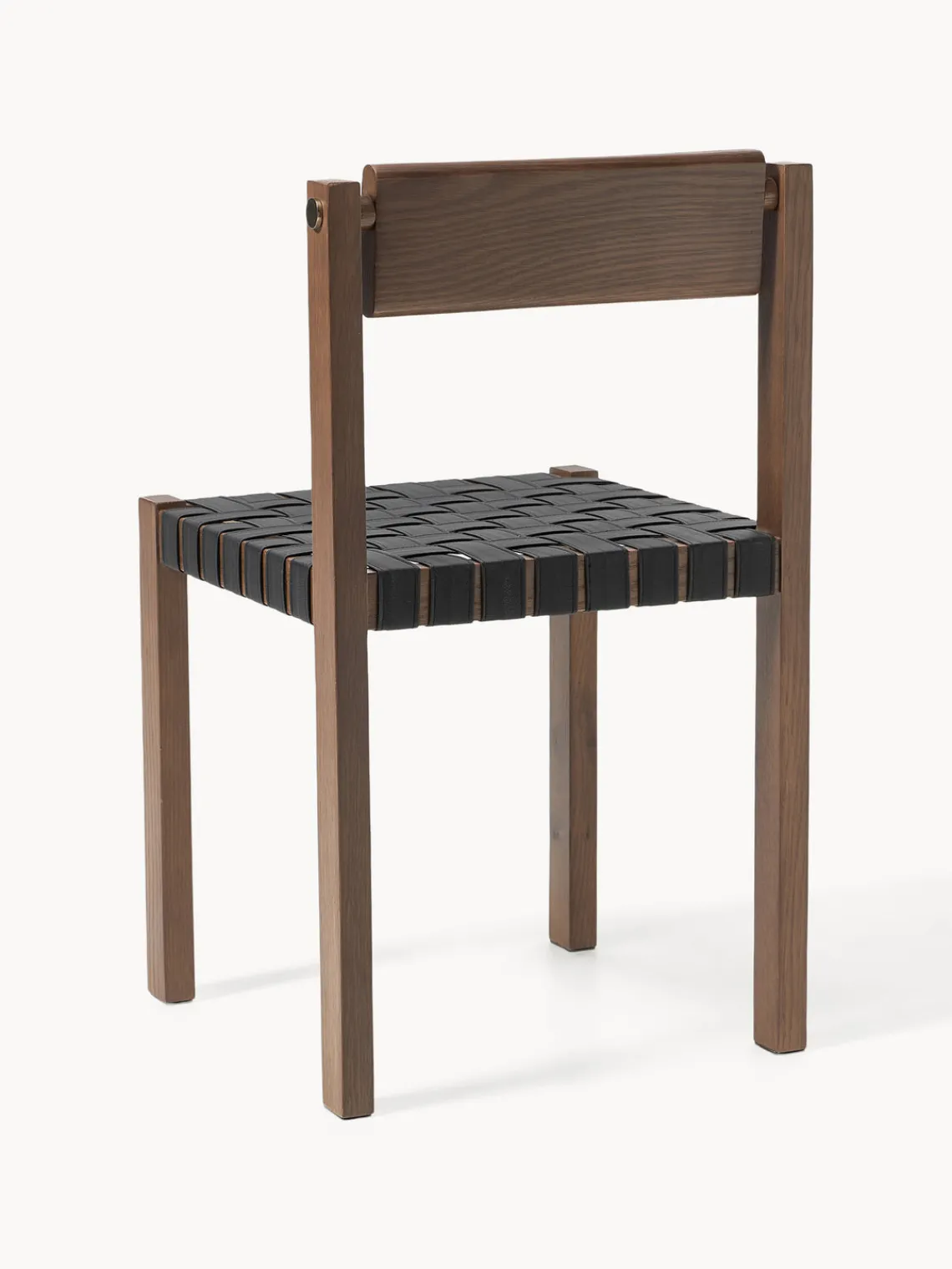 Westwing Collection Silla de madera con asiento de cuero Liza