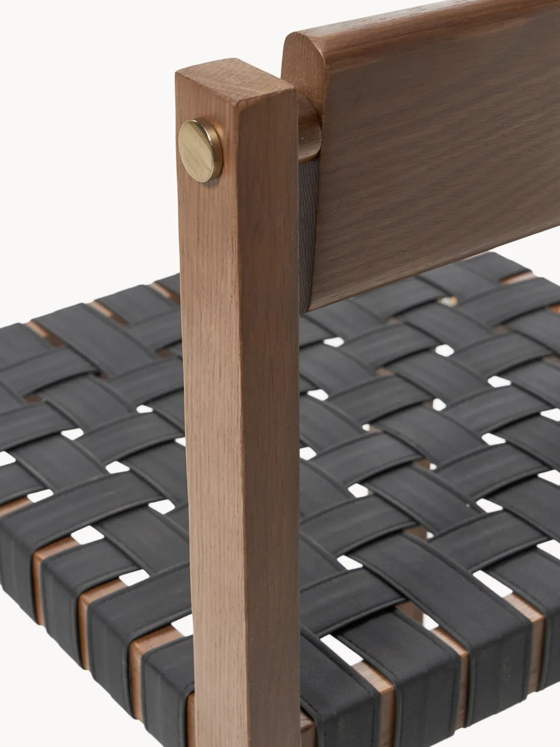 Westwing Collection Silla de madera con asiento de cuero Liza