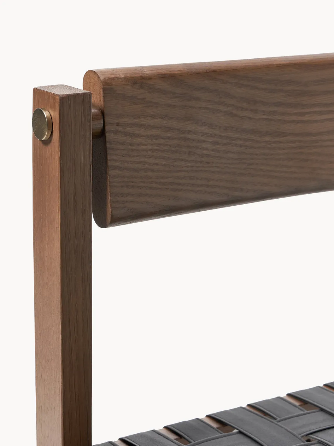 Westwing Collection Silla de madera con asiento de cuero Liza