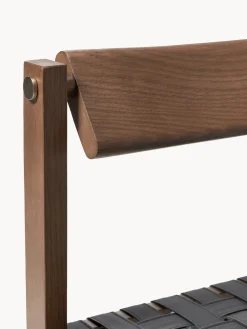 Westwing Collection Silla de madera con asiento de cuero Liza