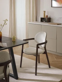 Westwing Collection Silla de madera tapizado en tejido bouclé Maia