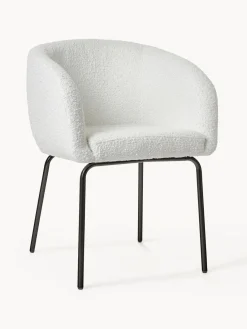 Westwing Collection Sillas con reposabrazos en tejido bouclé Alani, 2 uds