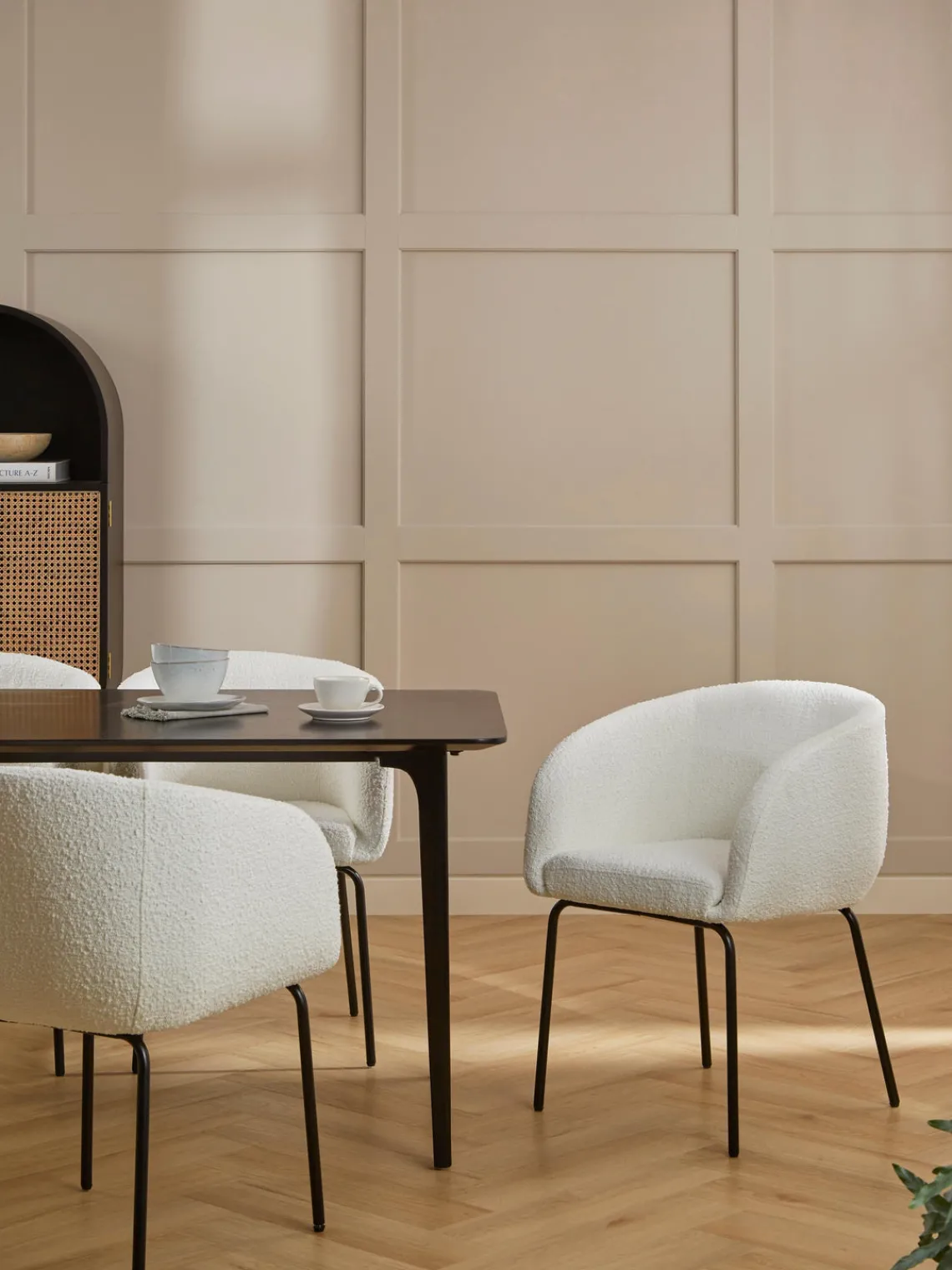 Westwing Collection Sillas con reposabrazos en tejido bouclé Alani, 2 uds