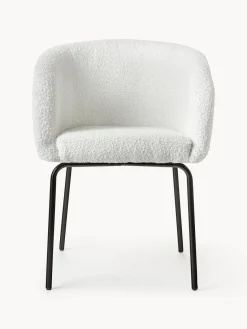 Westwing Collection Sillas con reposabrazos en tejido bouclé Alani, 2 uds