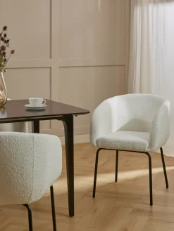 Westwing Collection Sillas con reposabrazos en tejido bouclé Alani, 2 uds