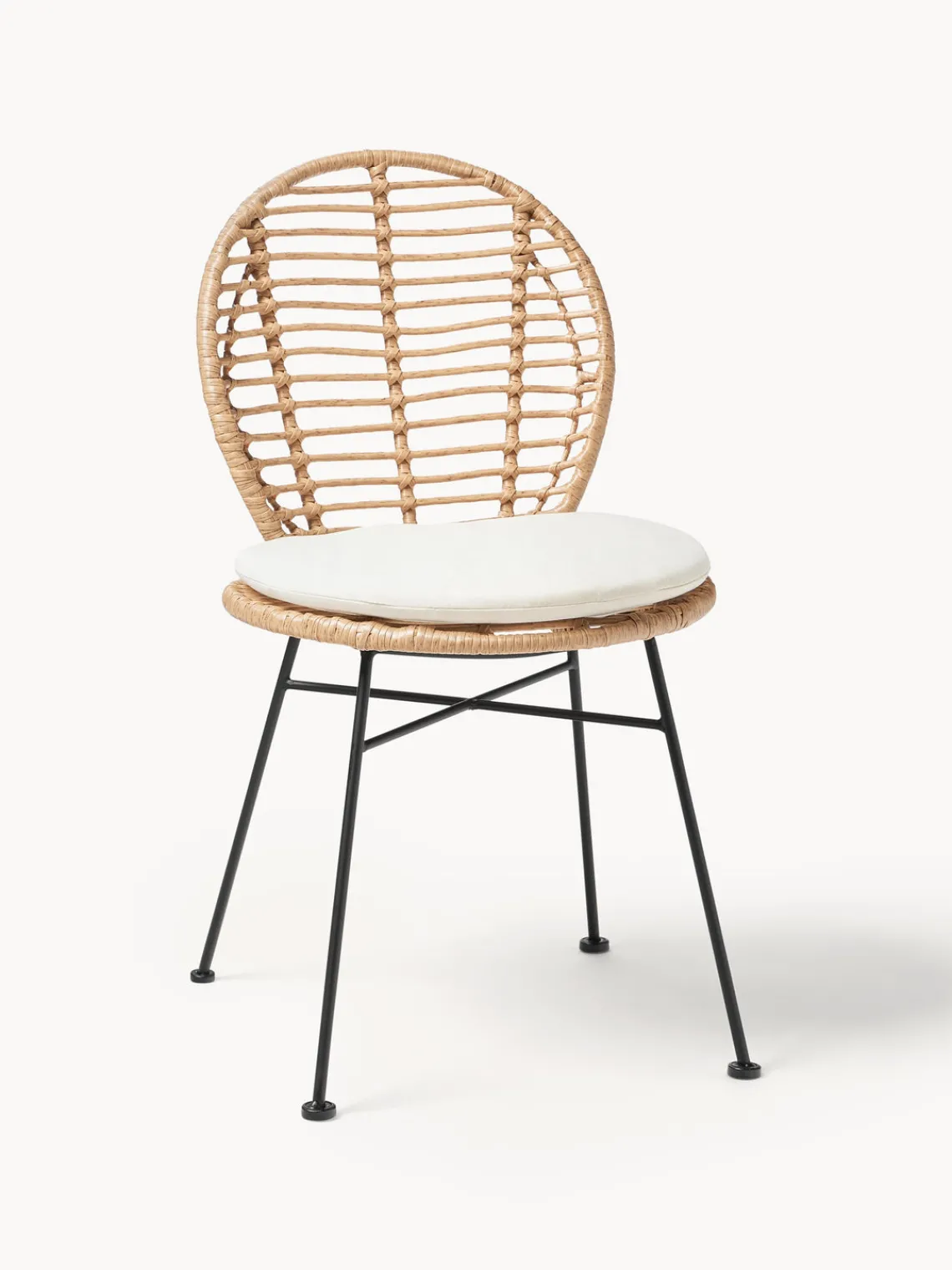 Westwing Collection Sillas de ratán con cojín Cordula, 2 uds.^ Sillas