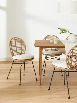 Westwing Collection Sillas de ratán con cojín Cordula, 2 uds.^ Sillas