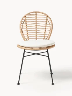 Westwing Collection Sillas de ratán con cojín Cordula, 2 uds.^ Sillas